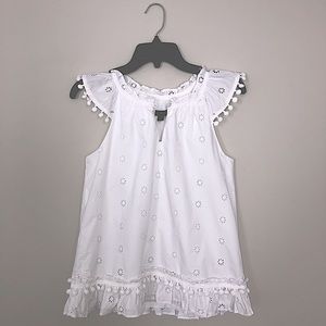 J. Crew Eyelet Cotton Pom-Pom Top